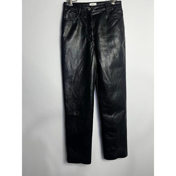 Wilfred The Melina black faux vegan leather high-rise straight-leg pants. Size 2 - Picture 2 of 7